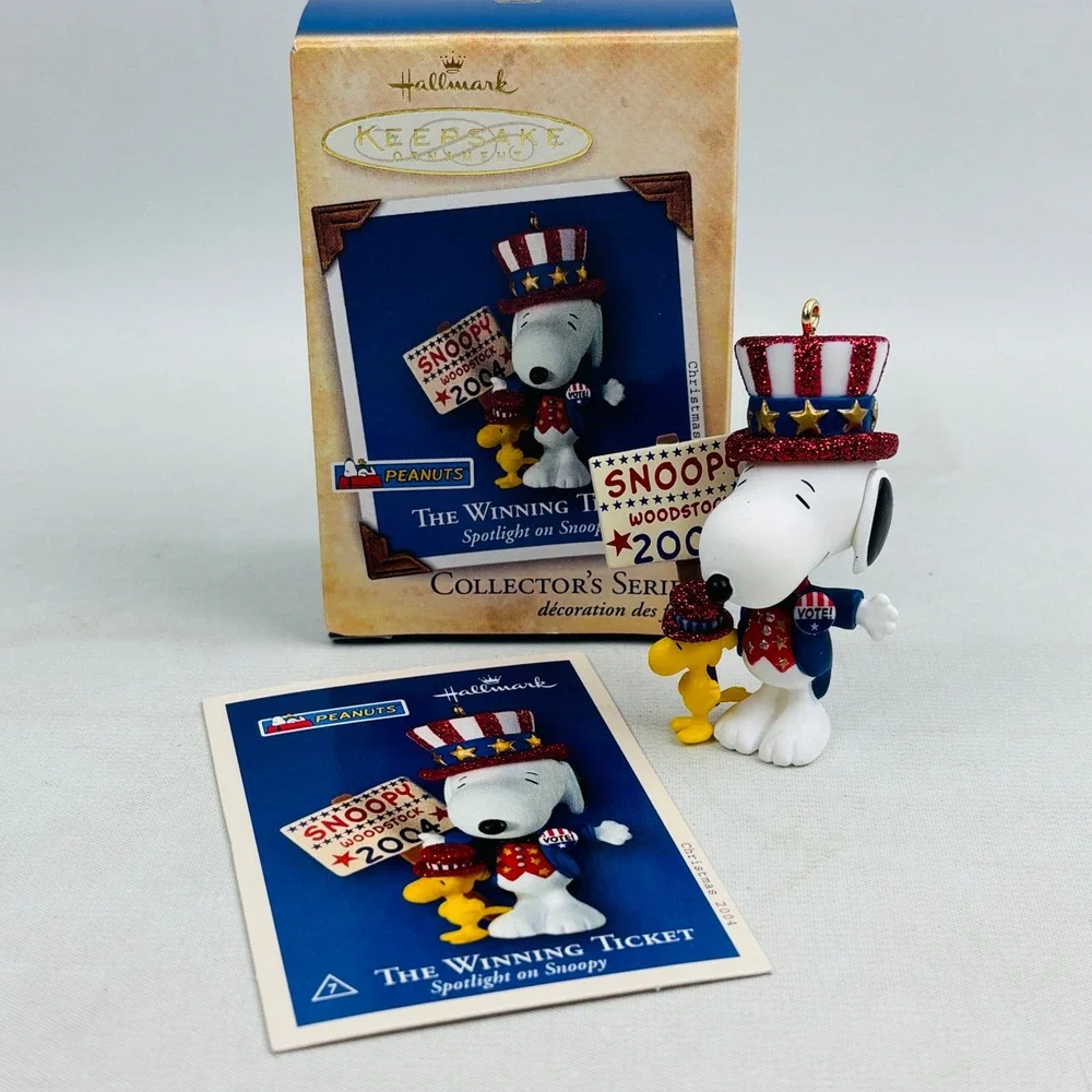 Hallmark Peanuts The Winning Ticket Christmas Ornament Snoopy Woodstock 2004‎
